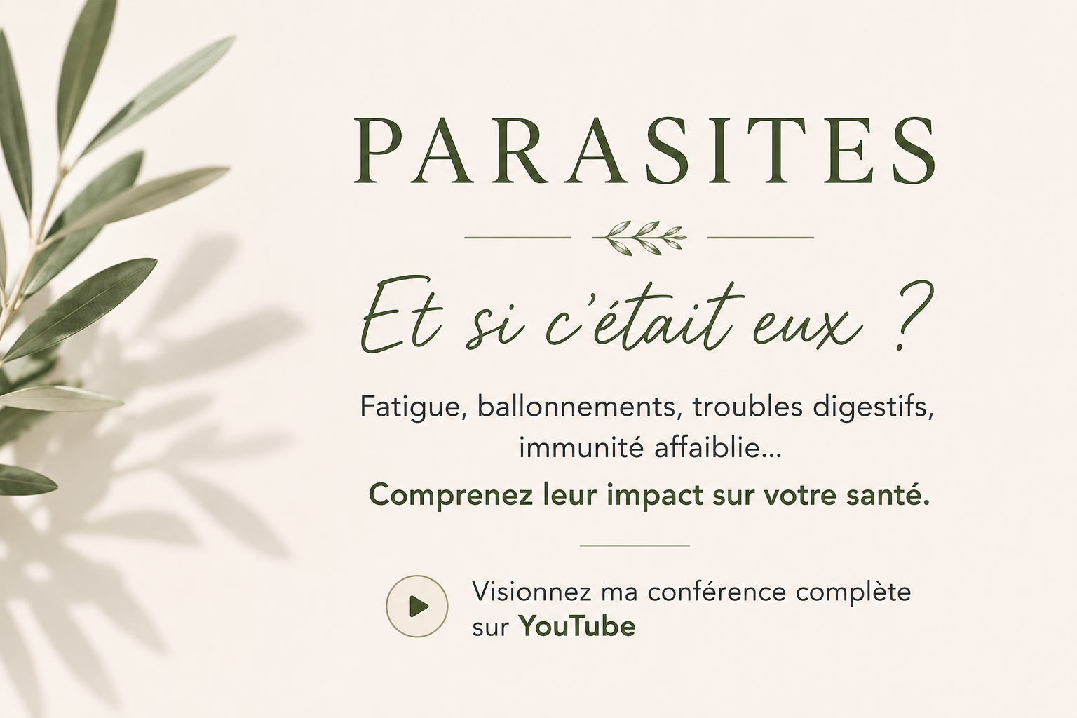 Affiche parasites troubles digestifs naturopathie conférence YouTube fatigue ballonnements